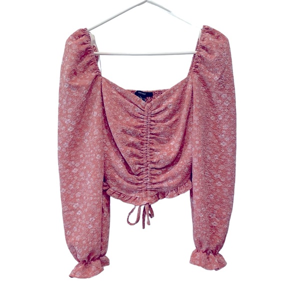 Forever 21 Women's Pink and Orange Crop Blouse - Picture 1 of 6